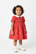 Indian Toddler Girl in Coral Smocked Frock